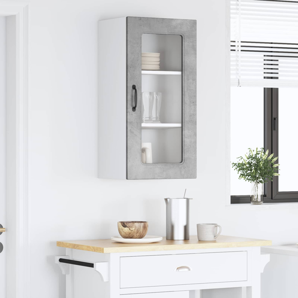 vidaXL Kalmar Single Door Concrete Grey Wall Kitchen Cabinet Image 9