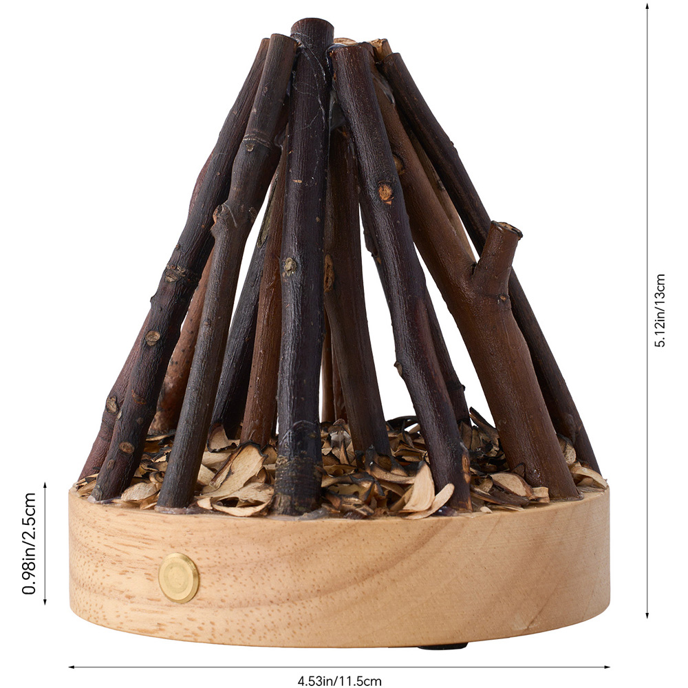 Living and Home Natural Wood LED Campfire Night Light Image 8