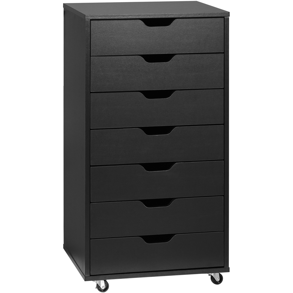 Portland Black 7 Drawer Mobile Filing Cabinet Image 2