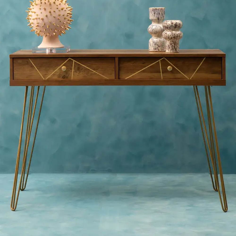 Interiors by Premier Flori 2 Drawer Wood Veneer Console Table Image 1