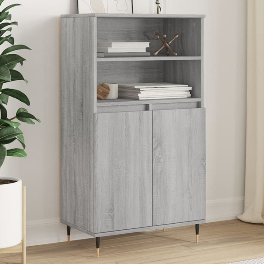 vidaXL 2 Door 2 Shelf Grey Sonoma Highboard Image 1