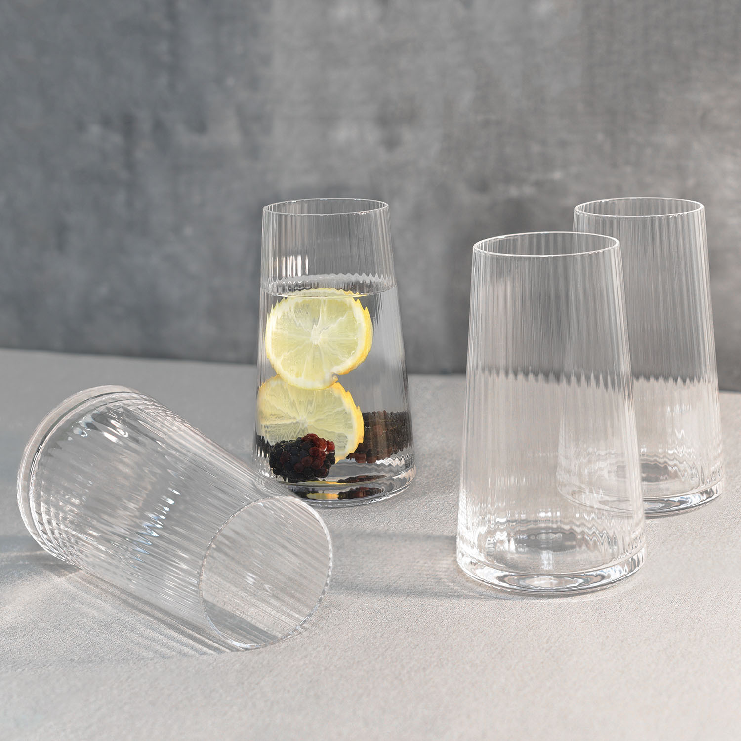 Pack of 4 Anya Ribbed Hiball   - Clear Image 2