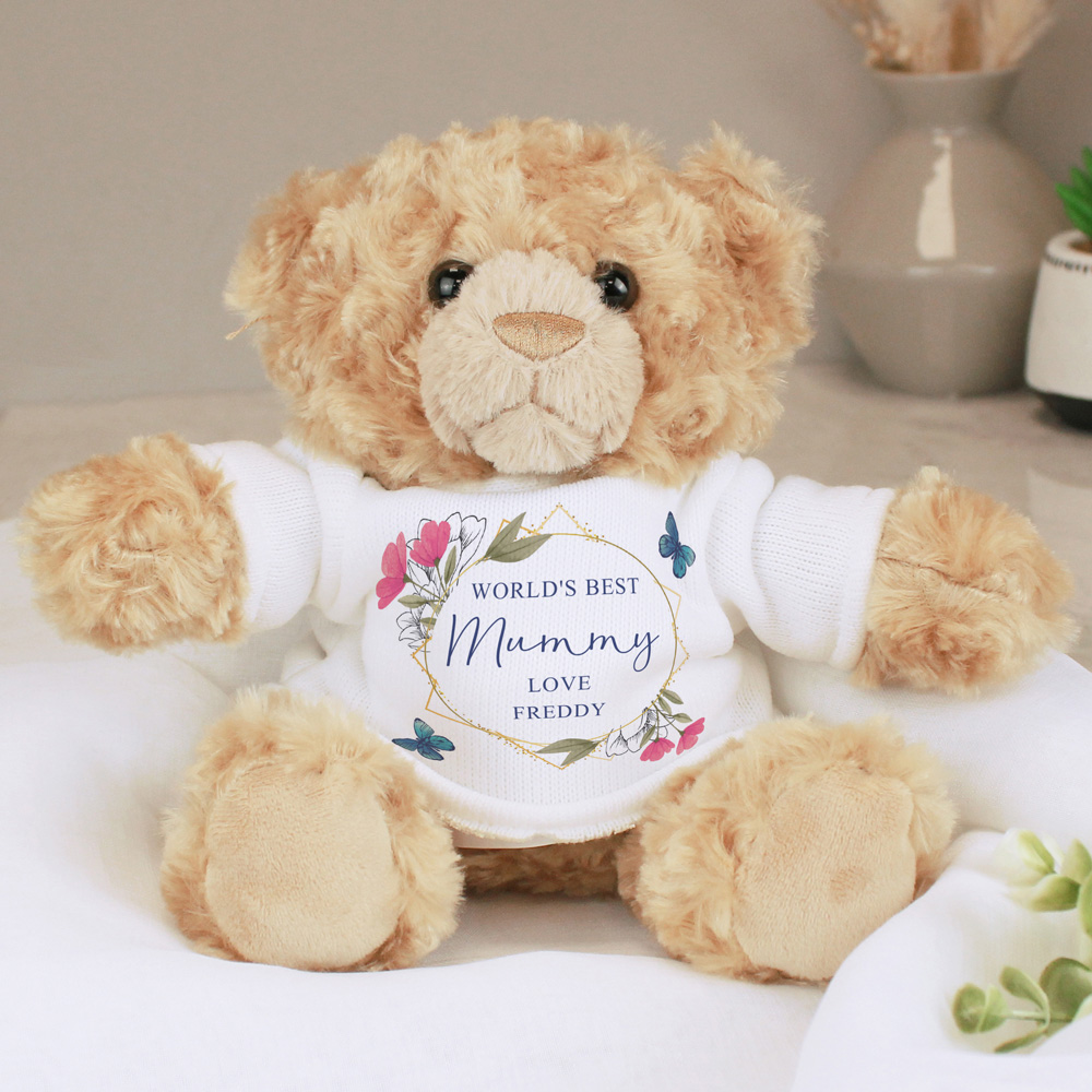 Personalised Memento Personalised Geometric Floral Teddy Bear Image 3