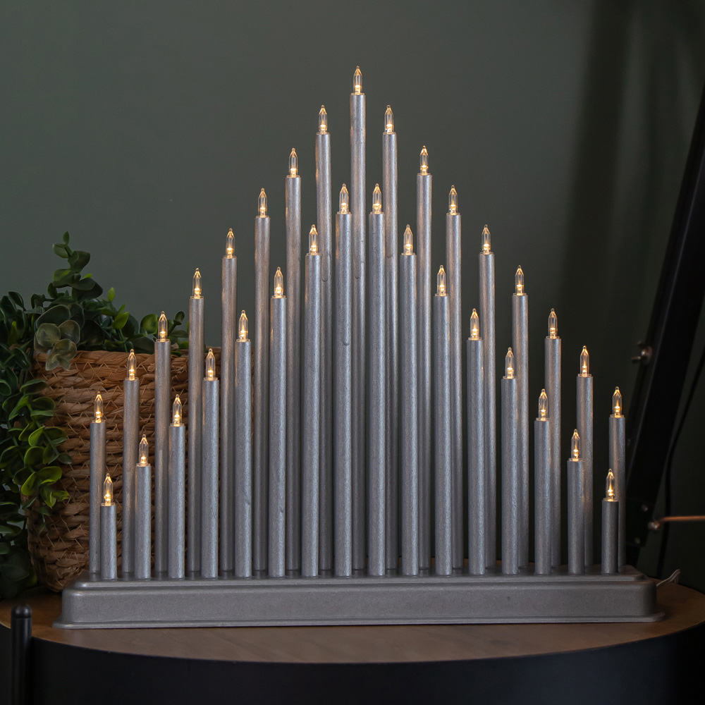 Samuel Alexander 33 Warm White LED Silver Light Up Christmas Candle Bridge 34cm Image 1