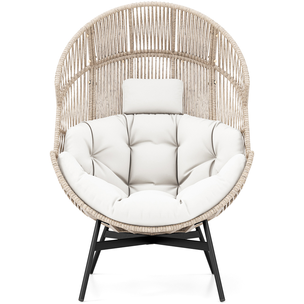 Costway White Wicker Egg Style Chair with Cushion Image 3