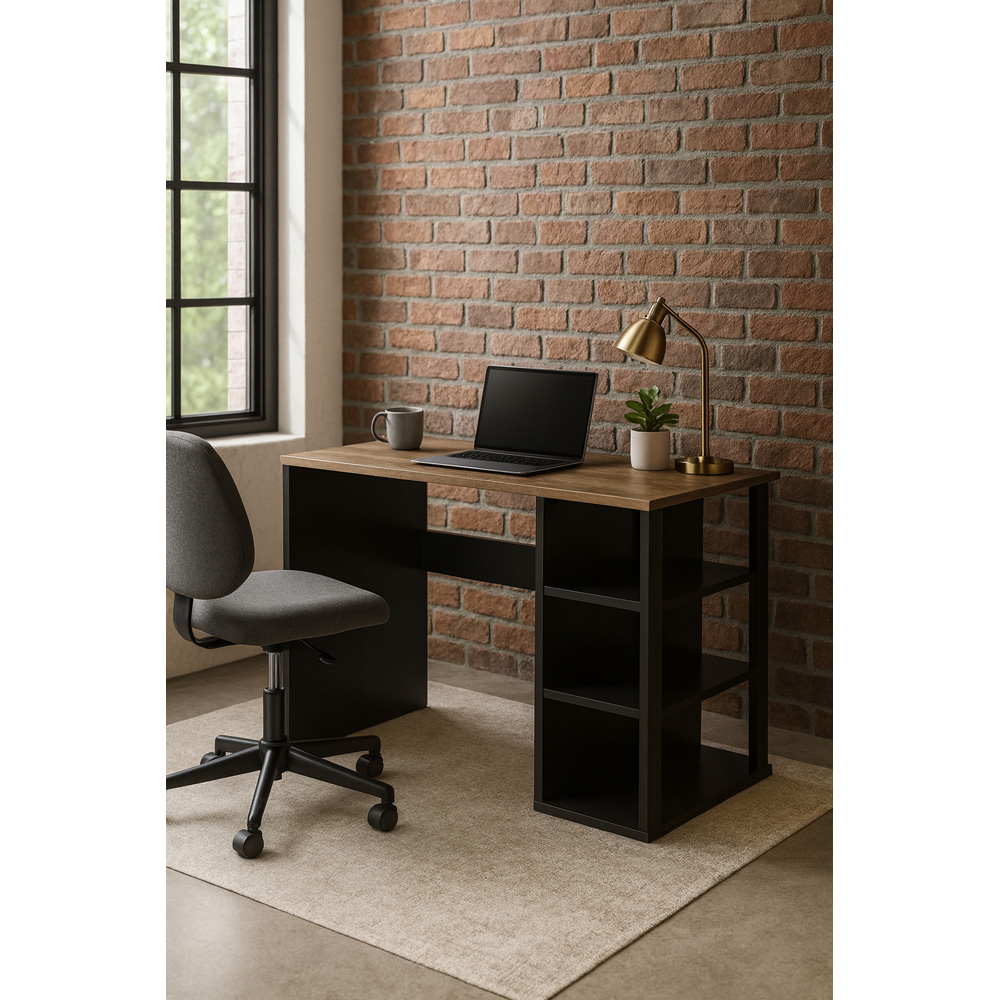 Decorotika Polina 3 Shelf Computer Desk Black and Walnut Image 6