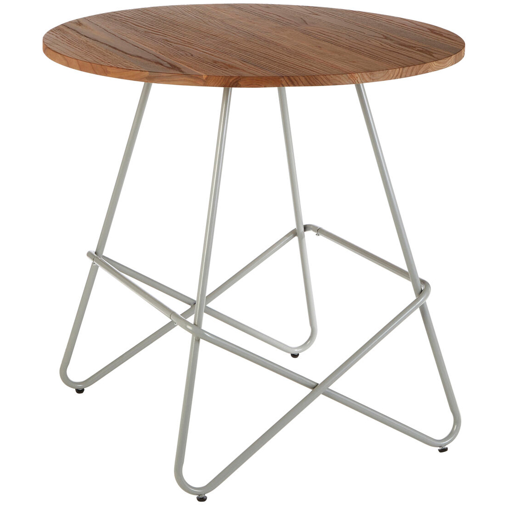 Premier Housewares Grey Metal and Elm Wood Round Coffee Table Image 2