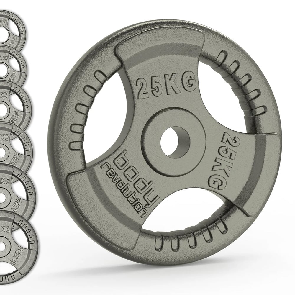 Olympic Tri Grip Cast Iron Weight Plates 25kg 2 Pack Image 2