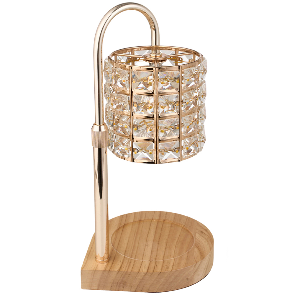 Living and Home Natural Wood and Crystal Height Adjustable Tabletop Candle Warmer Lamp Image 1