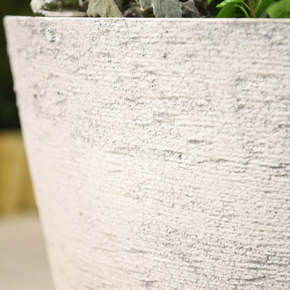 Garden Gear Lily White Stone Effect Planter 36.5cm 2 Pack Image 3
