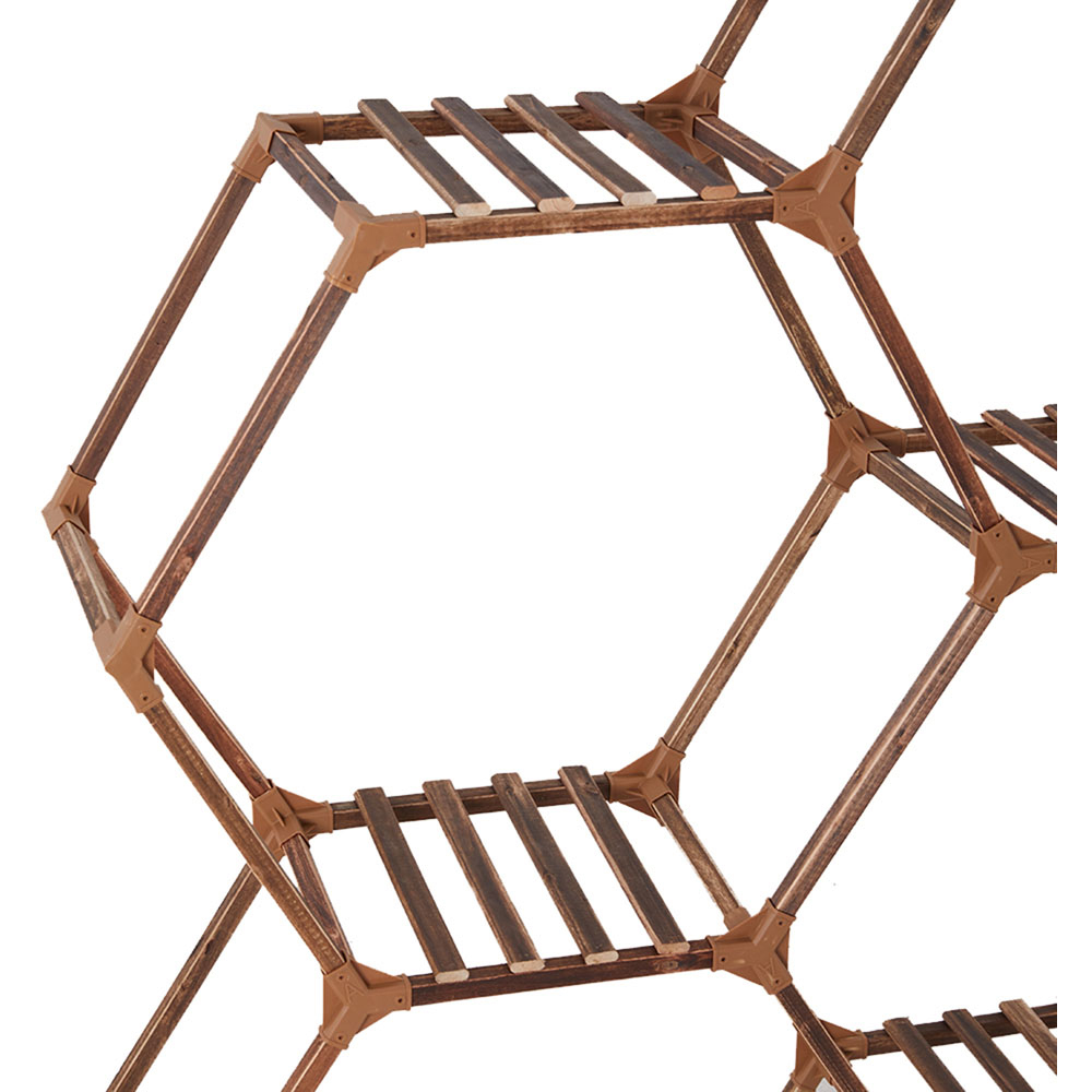 Living and Home 9 Shelf Hexagonal Wooden Plant Stand Image 3