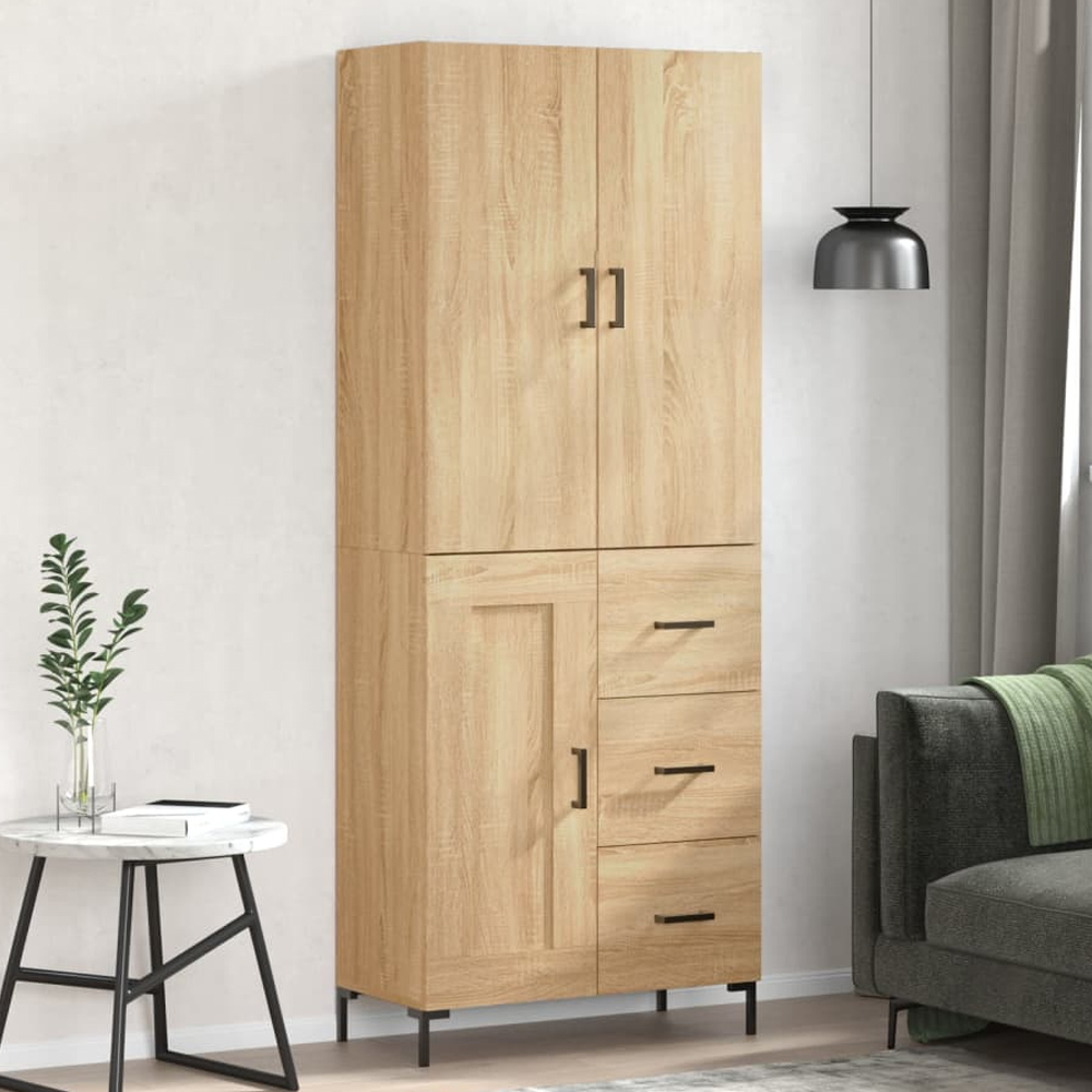 vidaXL 3 Door 3 Drawer 5 Shelf Sonoma Oak Highboard with Metal Legs Image 1