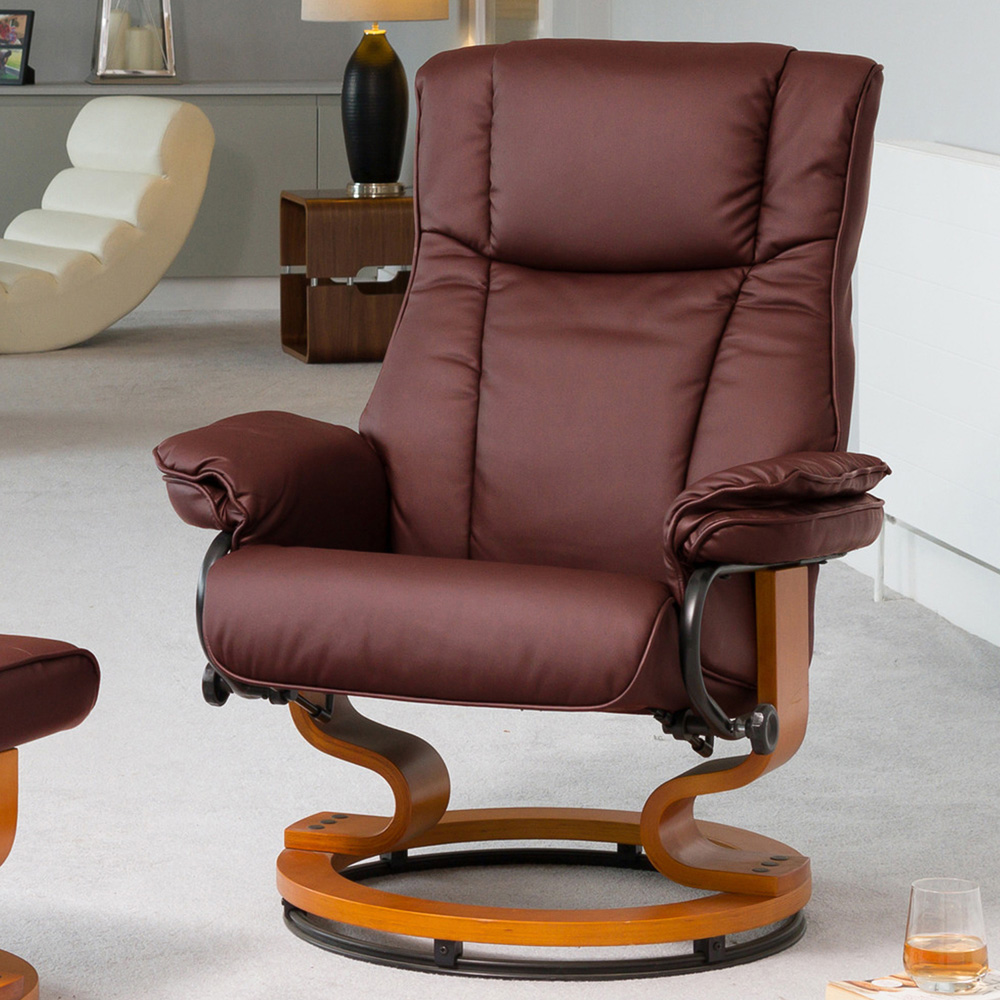 Artemis Home Calhoun Burgundy Swivel Recliner Chair with Footstool Image 2