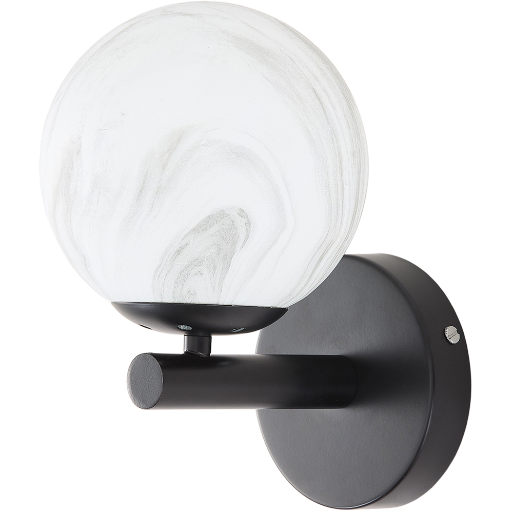 Living and Home E27 Screw Black Iron Marble Textured Glass Shade Wall Light 20cm Image 2