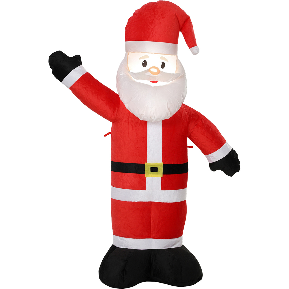 Outsunny Built-In LED Velvet Look Santa Claus Inflatable Outdoor Christmas Decoration 5ft Image 3