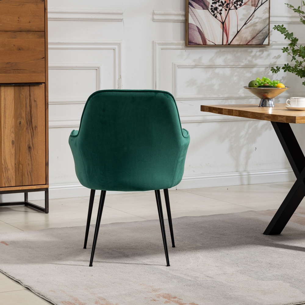 Artemis Home Carrara Set of 2 Green Velvet Dining Chair Image 6