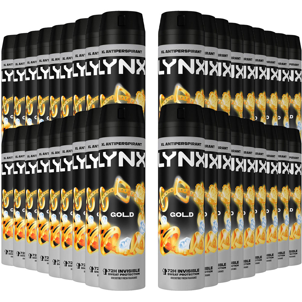 Lynx Gold 72H Protection Anti-Perspirant Anti-White Marks Deodorant Spray 200ml 36 Pack Image 1
