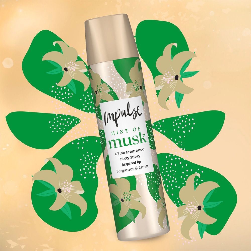 Impulse Hint of Musk Long Lasting Everyday Fragrance Body Spray Deodorant 75ml 6 Pack Image 4
