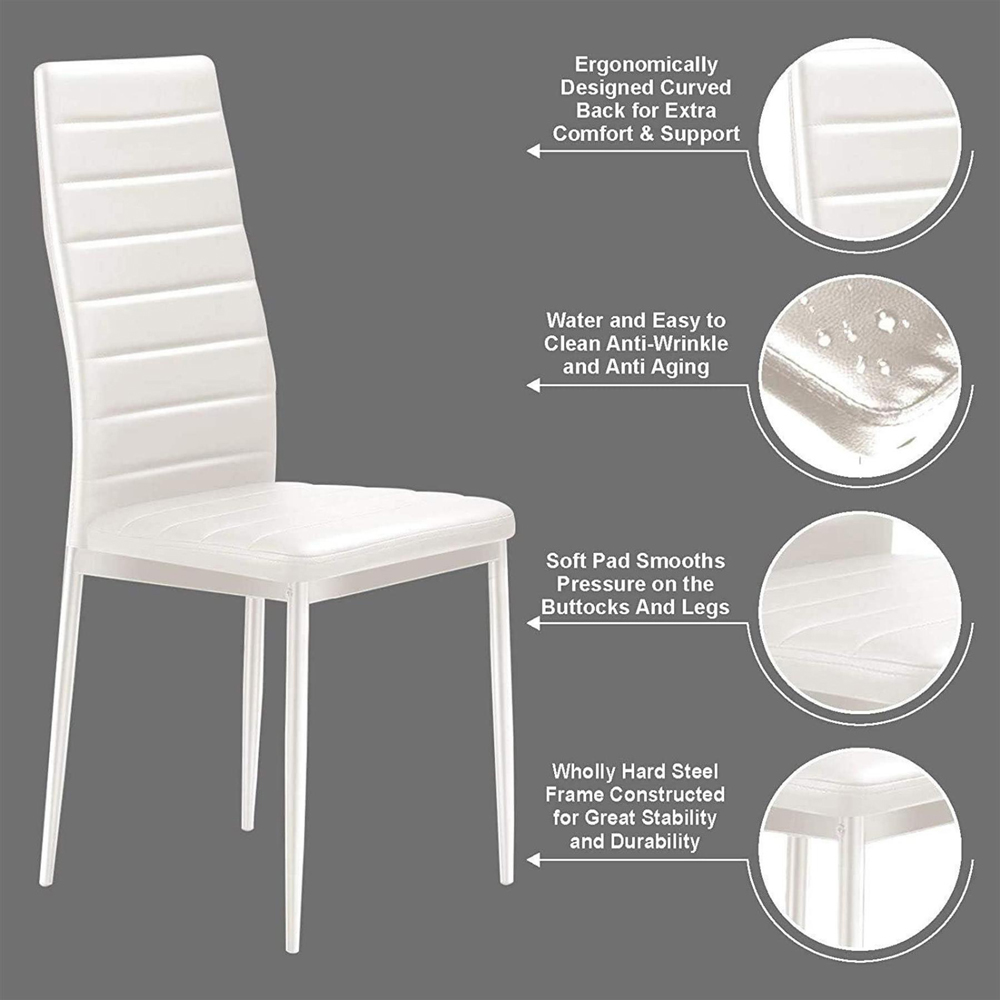 Portland 6 Seater Marble Effect Faux Leather Dining Set Black and White Image 5