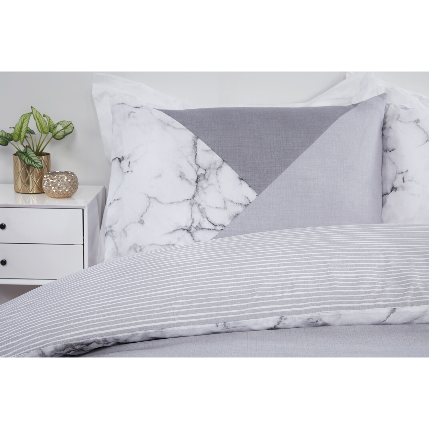 My Home King Size Grey Marble Geo Duvet Cover Image 3