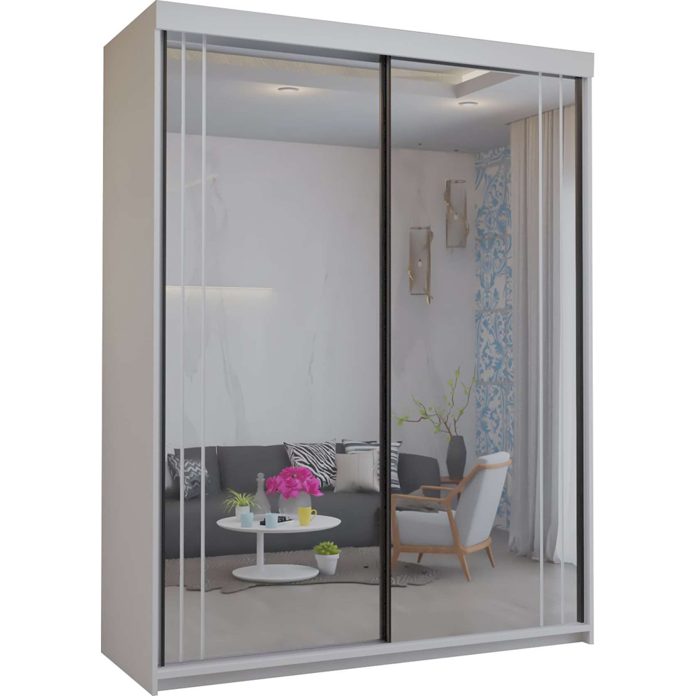Sliding Wardrobes 4U 2 Sliding Door White Modern Full Length Mirrored Wardrobe Image 2