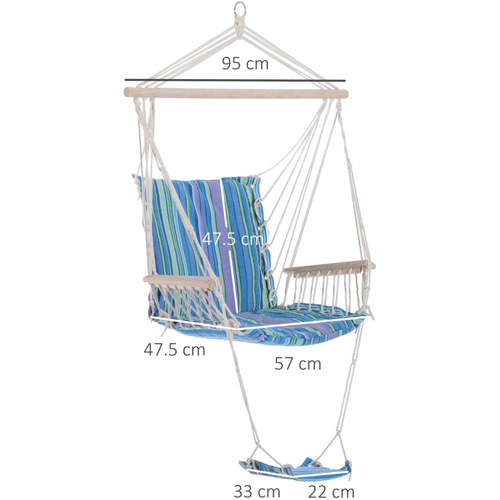 Outsunny Outdoor Rope Hanging Swing Chair with Footrest and Armrest Image 8