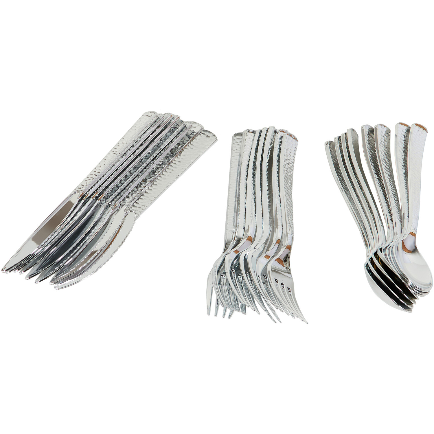 My Home Pack of 24 Plastic Silver Cutlery Set - Silver Image 2