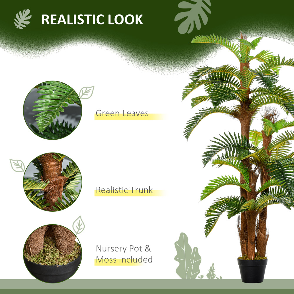 Outsunny Fern Tree Artificial Plant In Pot 5ft Image 5