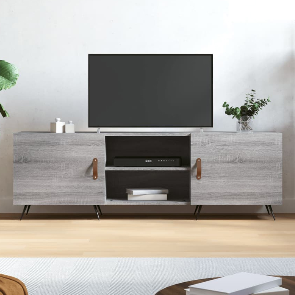 vidaXL 2 Door 2 Shelf Grey Sonoma TV Cabinet Image 1
