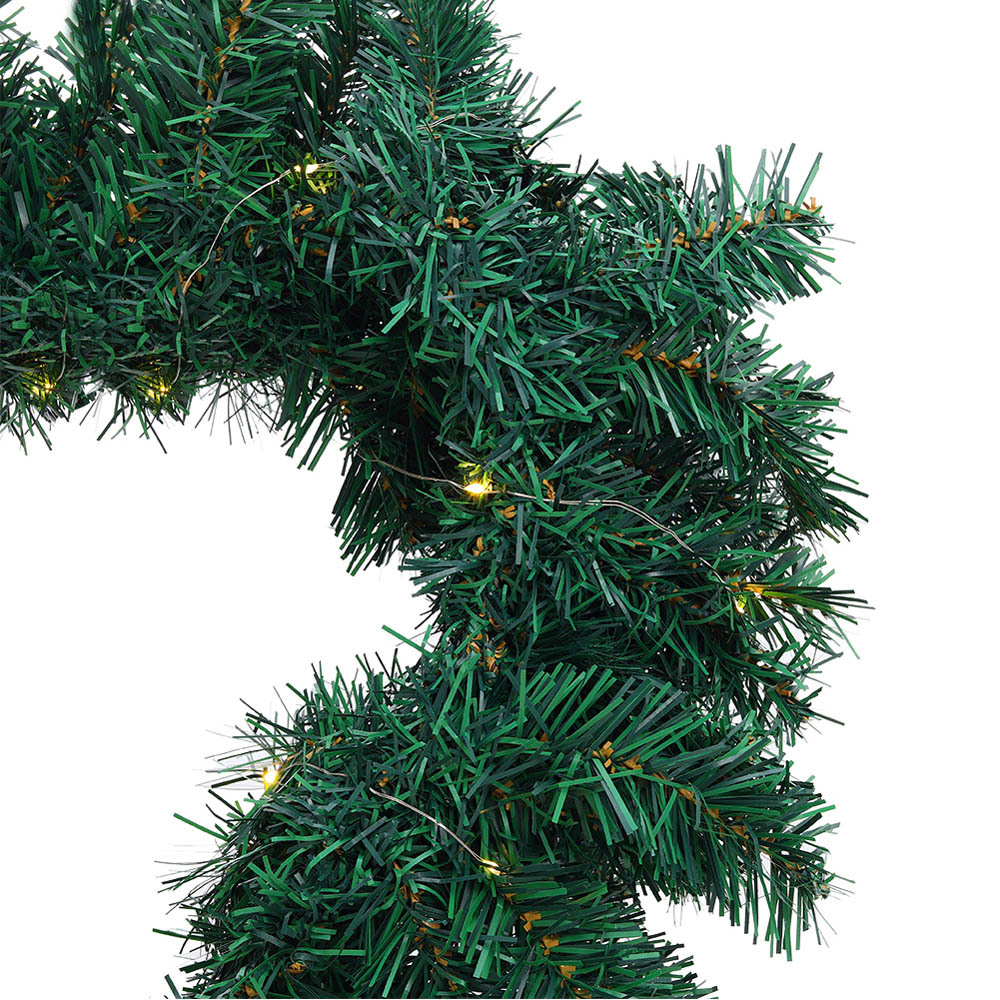 Living and Home Green Heart Shaped Artificial LED Door Wreath 42cm Image 5