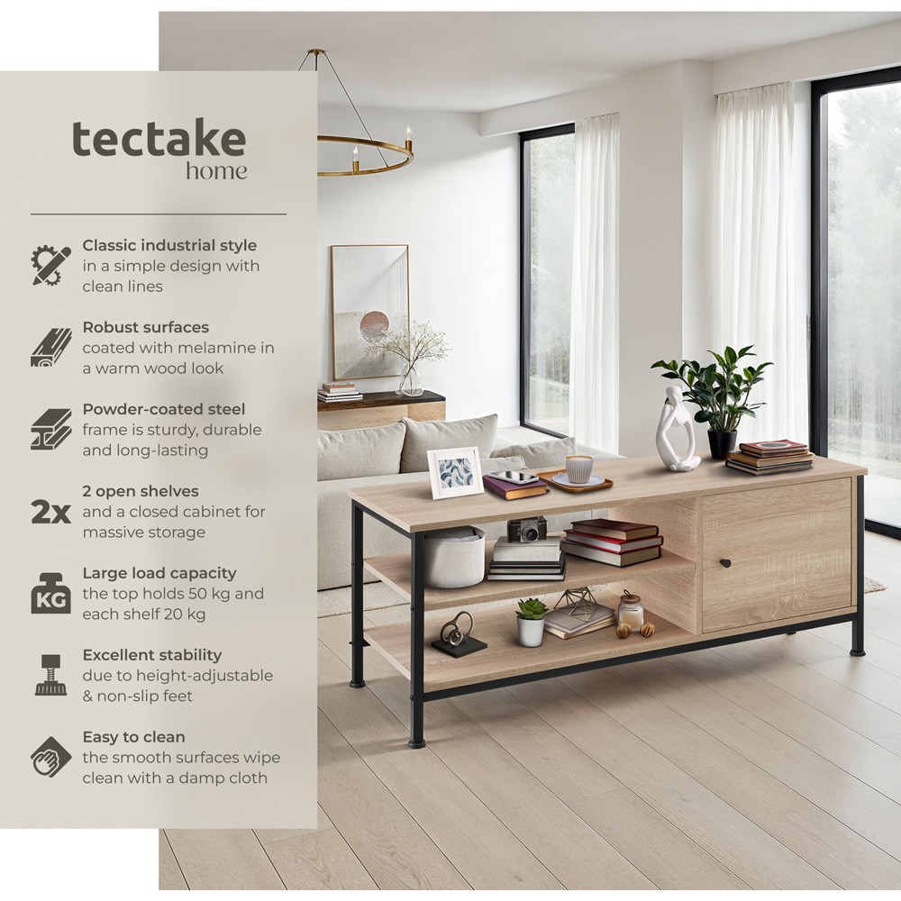 Tectake Durban Single Door 2 Shelf Sonoma Oak TV Stand Image 3