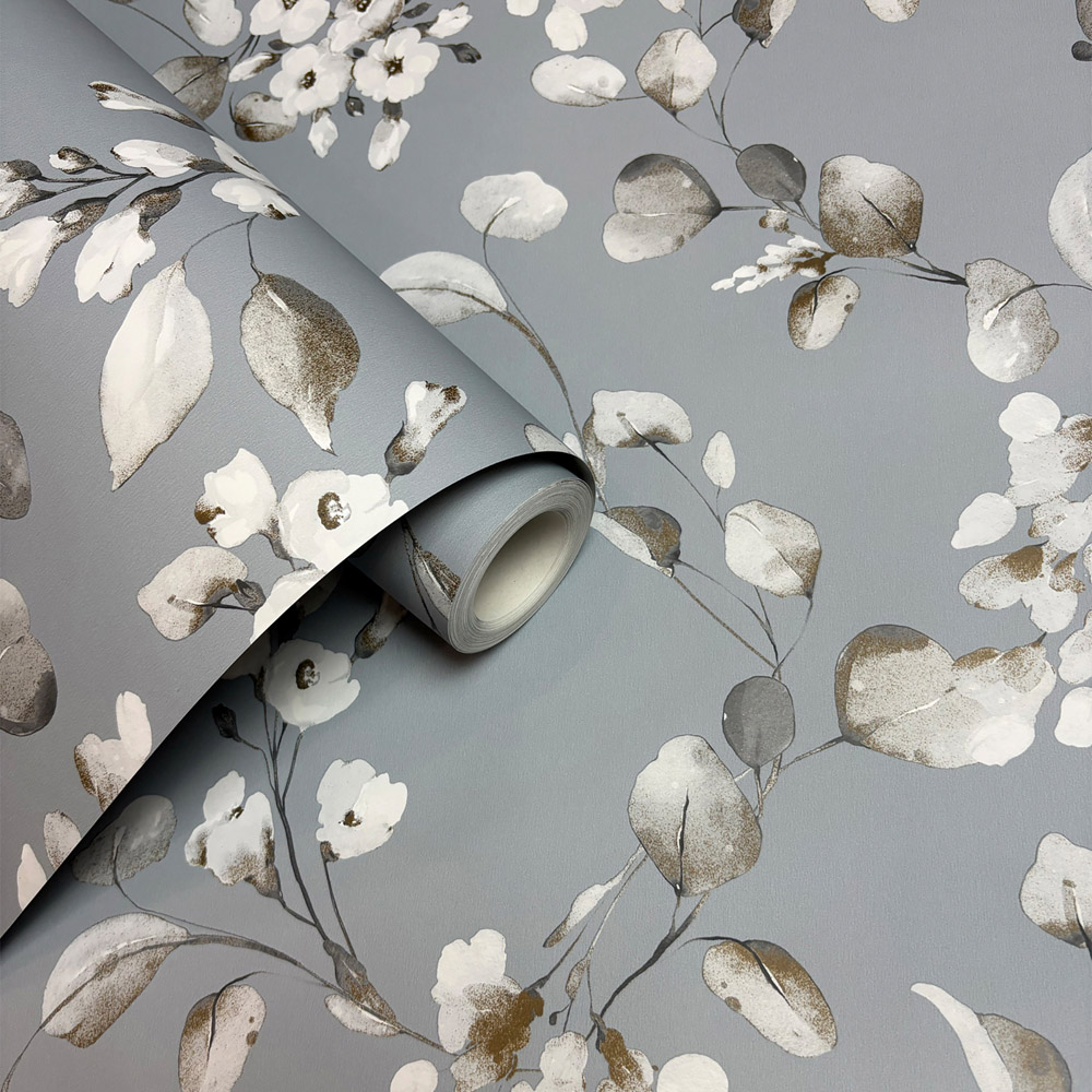 Rasch Rosalie Floral Blue Wallpaper Image 2