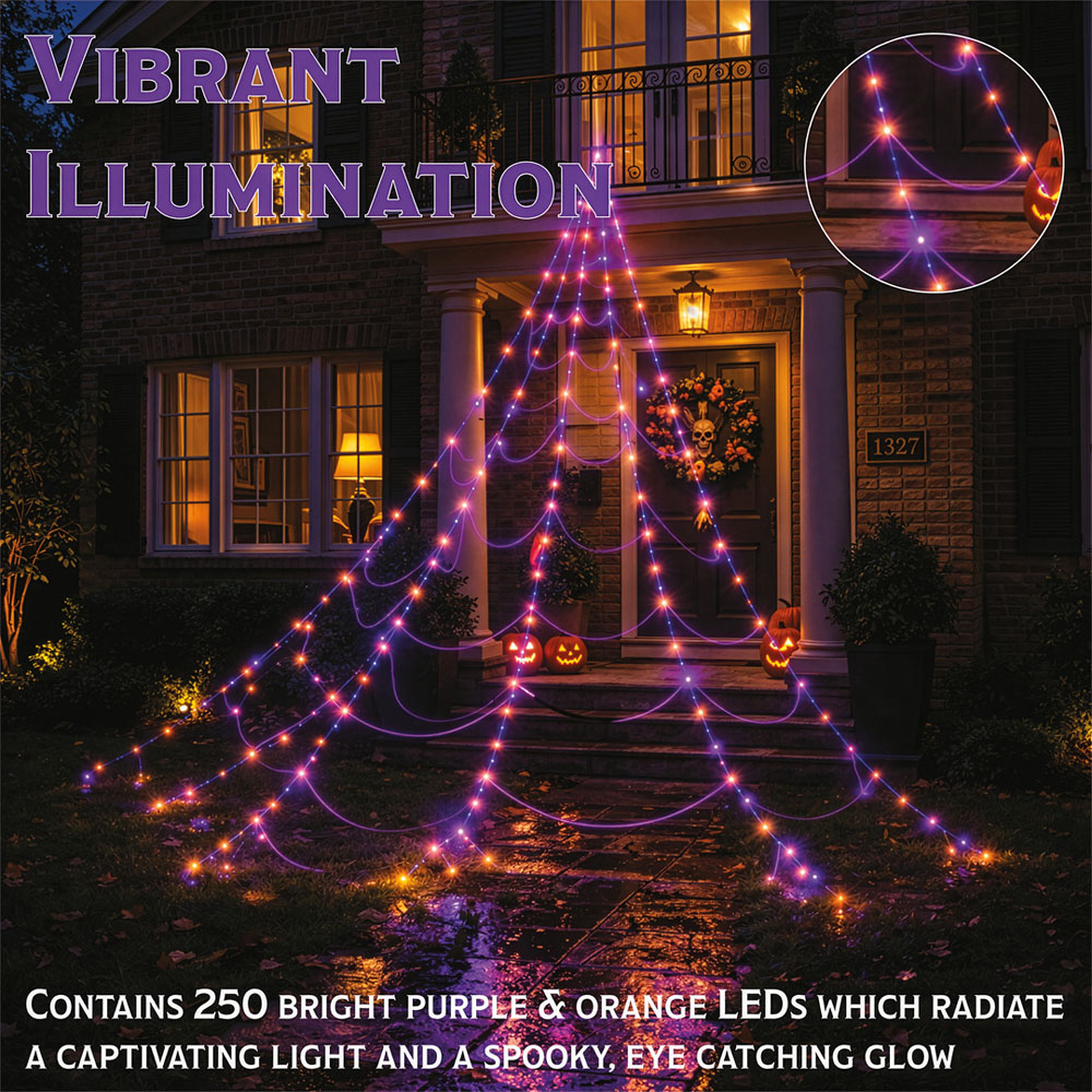 FXLab 250 Orange and Purple LED Spider Web Light 5 x 5m Image 3