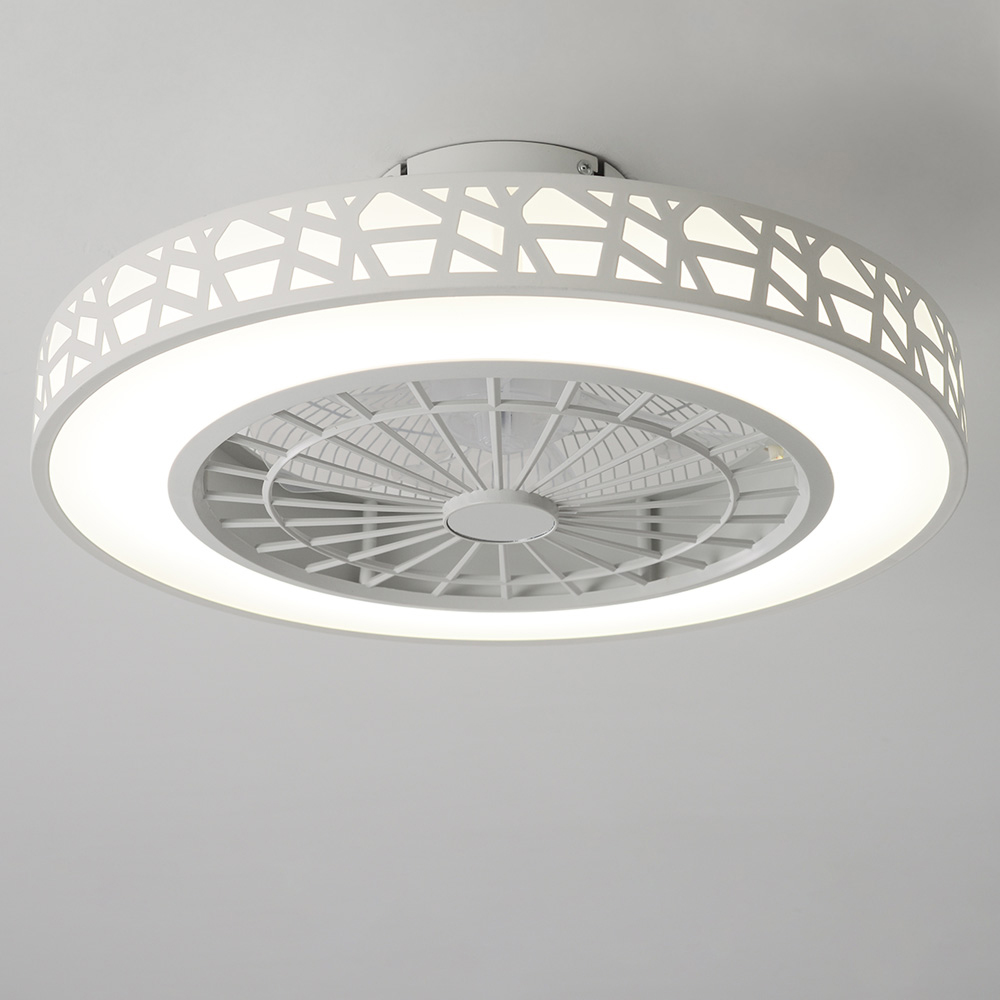 Living and Home White Round Acrylic LED Ceiling Fan Light 20 inch Image 8
