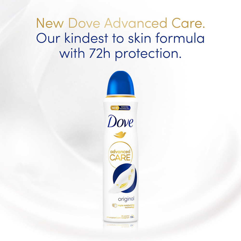 Dove Anti-Perspirant Advanced Care Original Deodorant Spray for Women 150ml 12 Pack Image 5