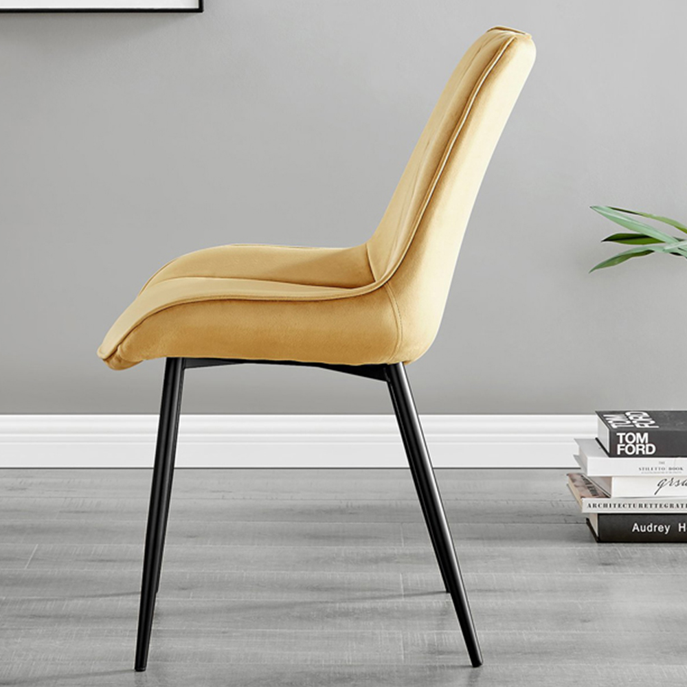 Furniturebox Lucia Cesano 6 Seater Dining Set Black Gloss and Mustard Yellow Image 4