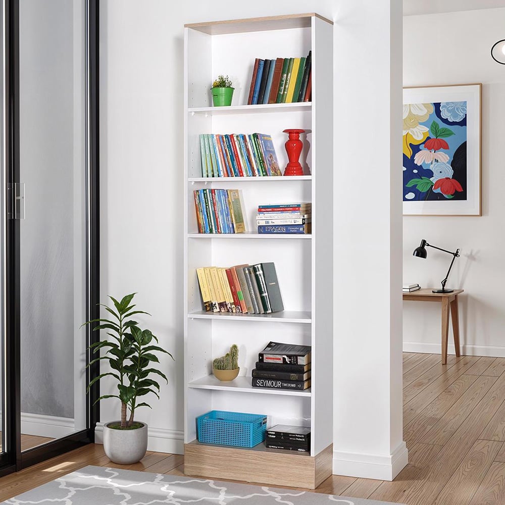 FWStyle 6 Tier White and Oak Shelving Unit Image 1