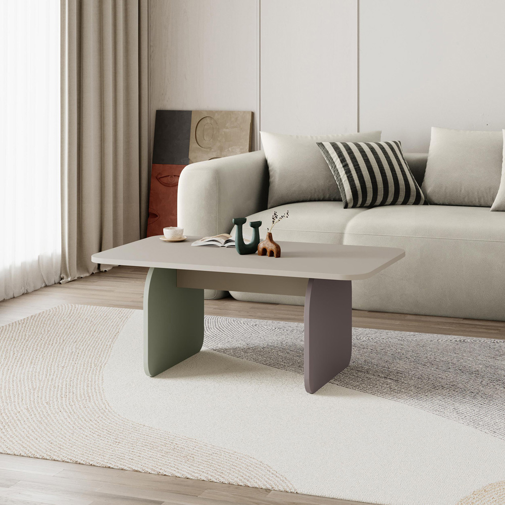 Decortie Pietra Sandstone with Light Mocha and Green Coffee Table Image 3