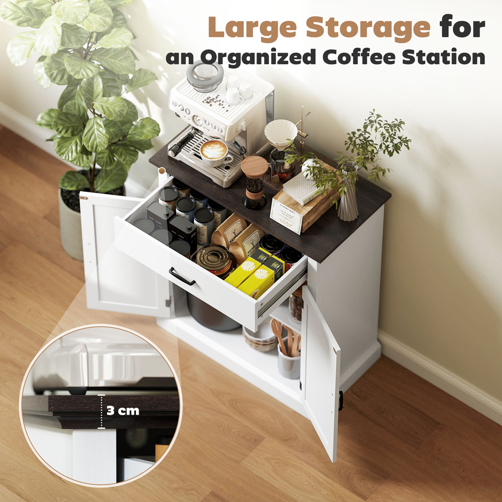 HOMCOM 2 Barn Door White Sideboard Storage Cabinet Image 8