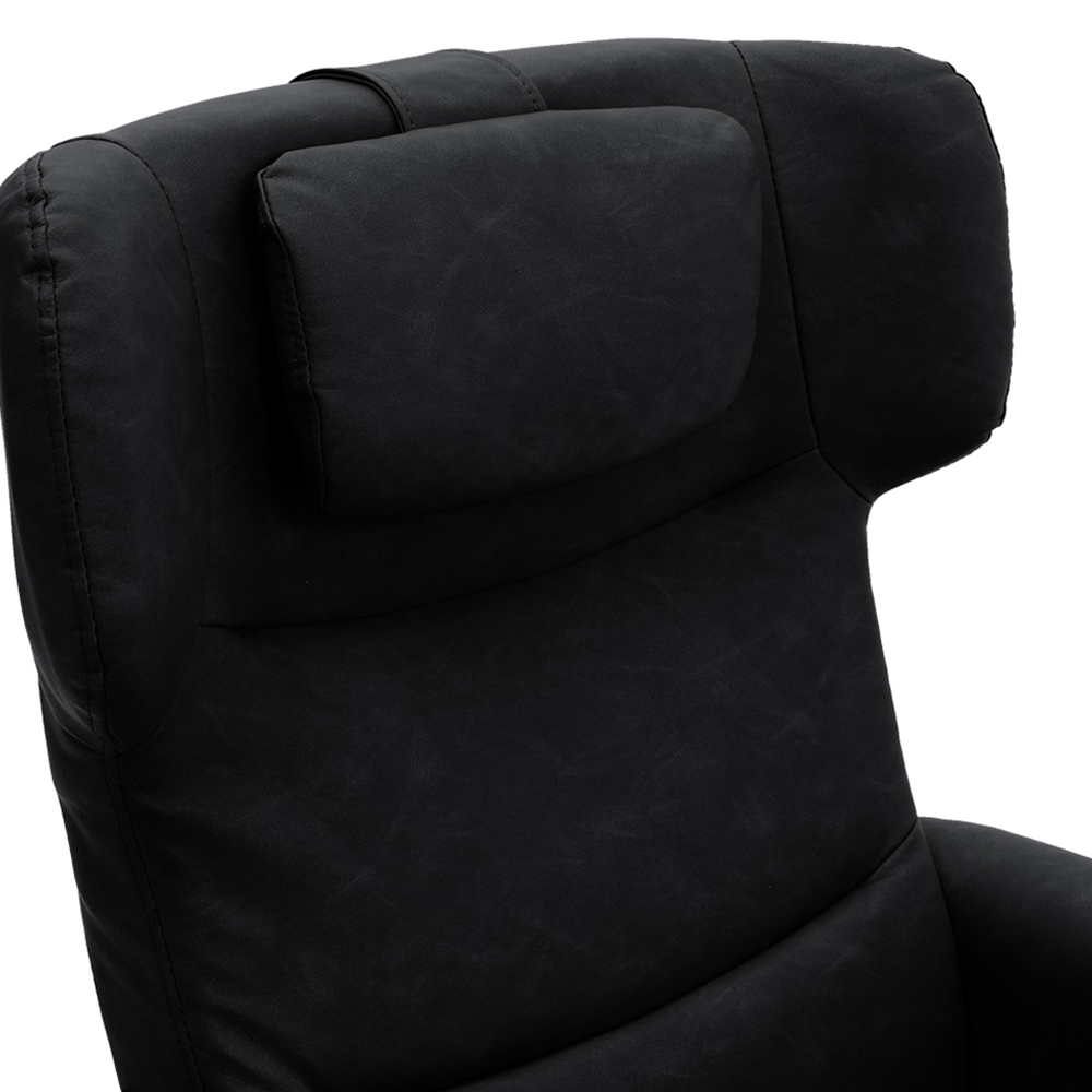 Living and Home Black Faux Leather Swivel Armchair with Footstool Image 5