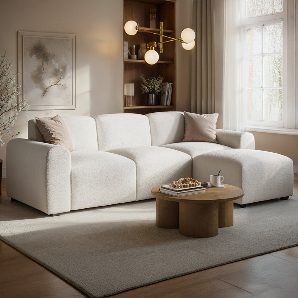 Flair Manon 3 Seater Cream Boucle Corner Sofa Image 1