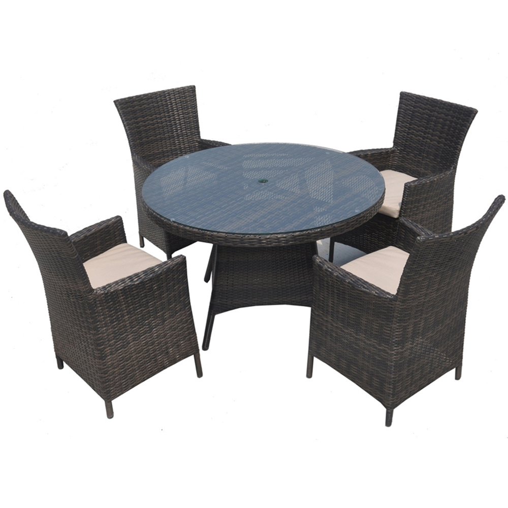 Furniture One 4 Seater Brown Rattan Garden Dining Set with Cushion Image 2