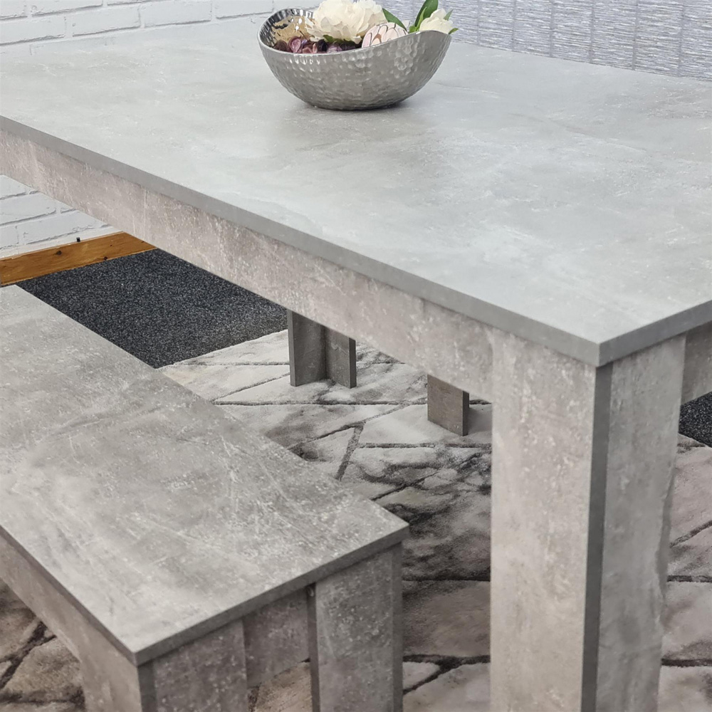 Portland 4 Seater Bench Dining Set Stone Grey Image 4