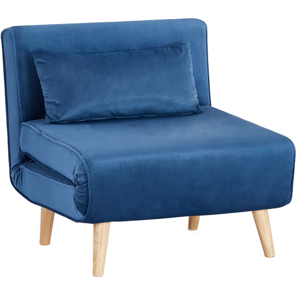 Home Detail Kendal Single Sleeper Blue Velvet Chair Bed Image 3