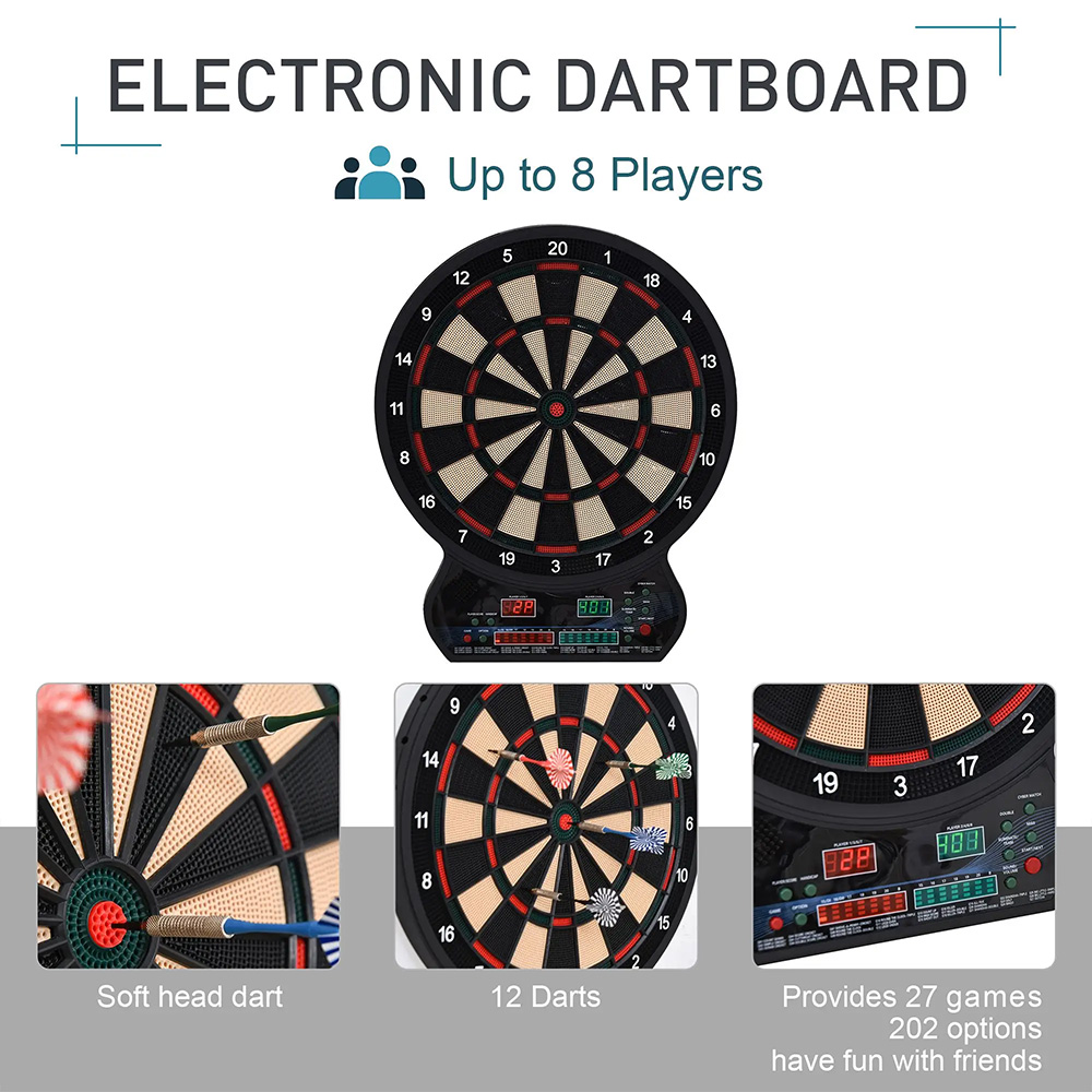 HOMCOM 12 Darts LED Dartboard Play Set with Electronic Scoreboard Image 6