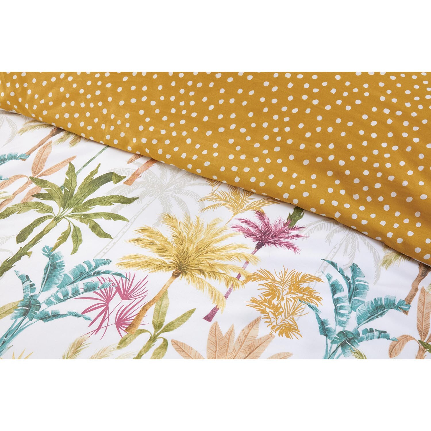 Palmera Palm Duvet Cover and Pillowcase Set - Ochre / Single Image 5