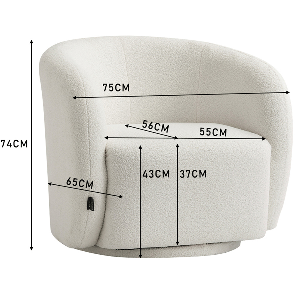 Living and Home White Teddy Fleece Swivel Upholstered Tub Chair Image 9