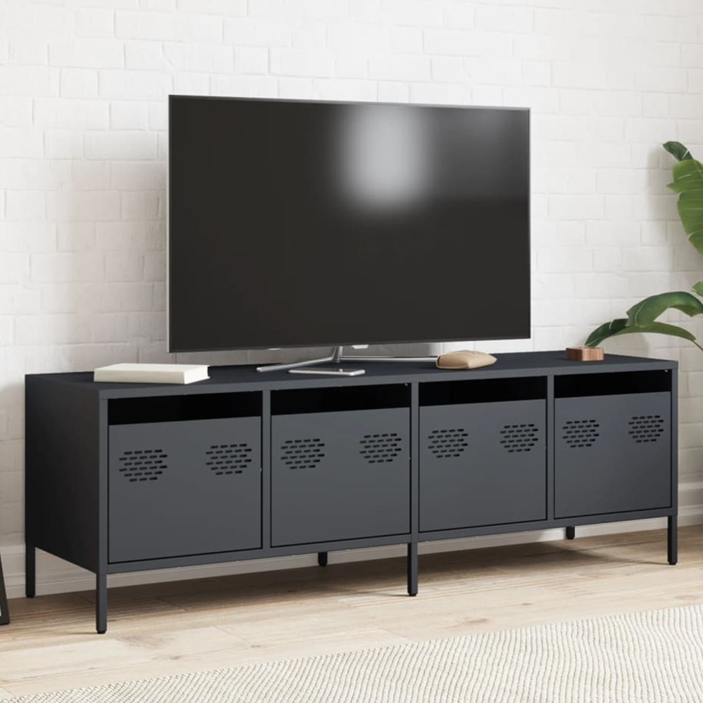vidaXL 4 Drawer Anthracite Cold-Rolled Steel TV Cabinet Image 1