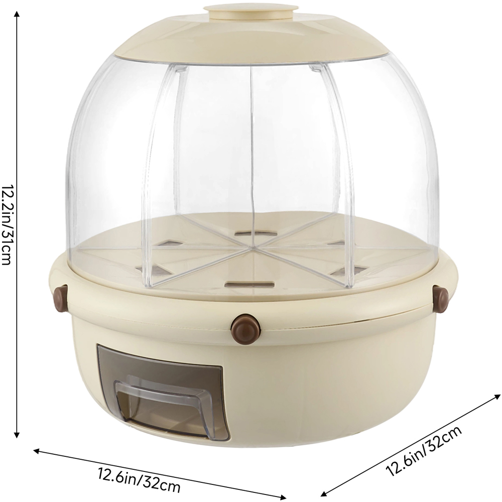 Living and Home 10L Cream White 360 Rotating Airtight Grain Dispenser Image 8