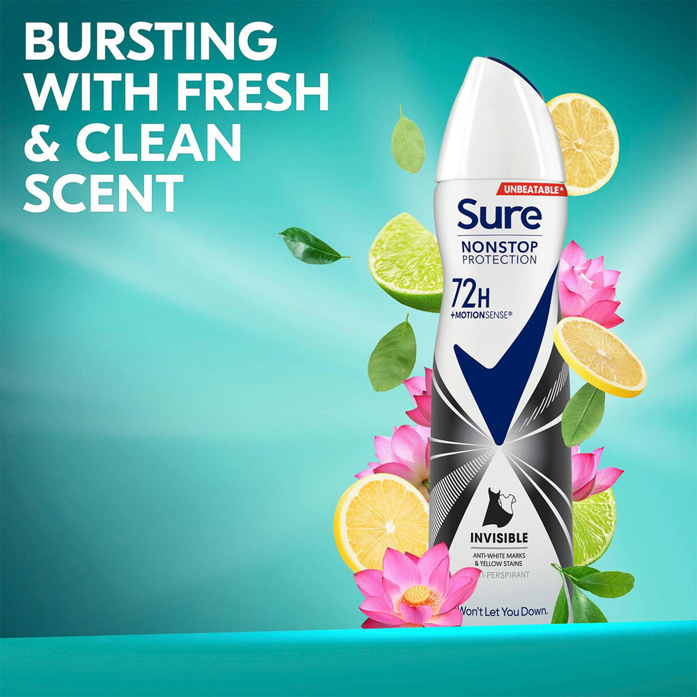Sure Women Invisible Black and White 72H Protection Anti-Perspirant Deodorant 150ml 36 Pack Image 5